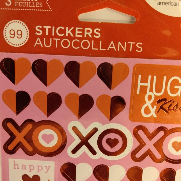 Hugs Kisses XO Stickers 99 Valentines Day Craft Reward Party American Greetings - Picture 3 of 5